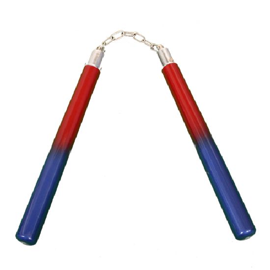 NR-046b: Graphite Nunchaku / BB: Red / Blue 14" - Click Image to Close